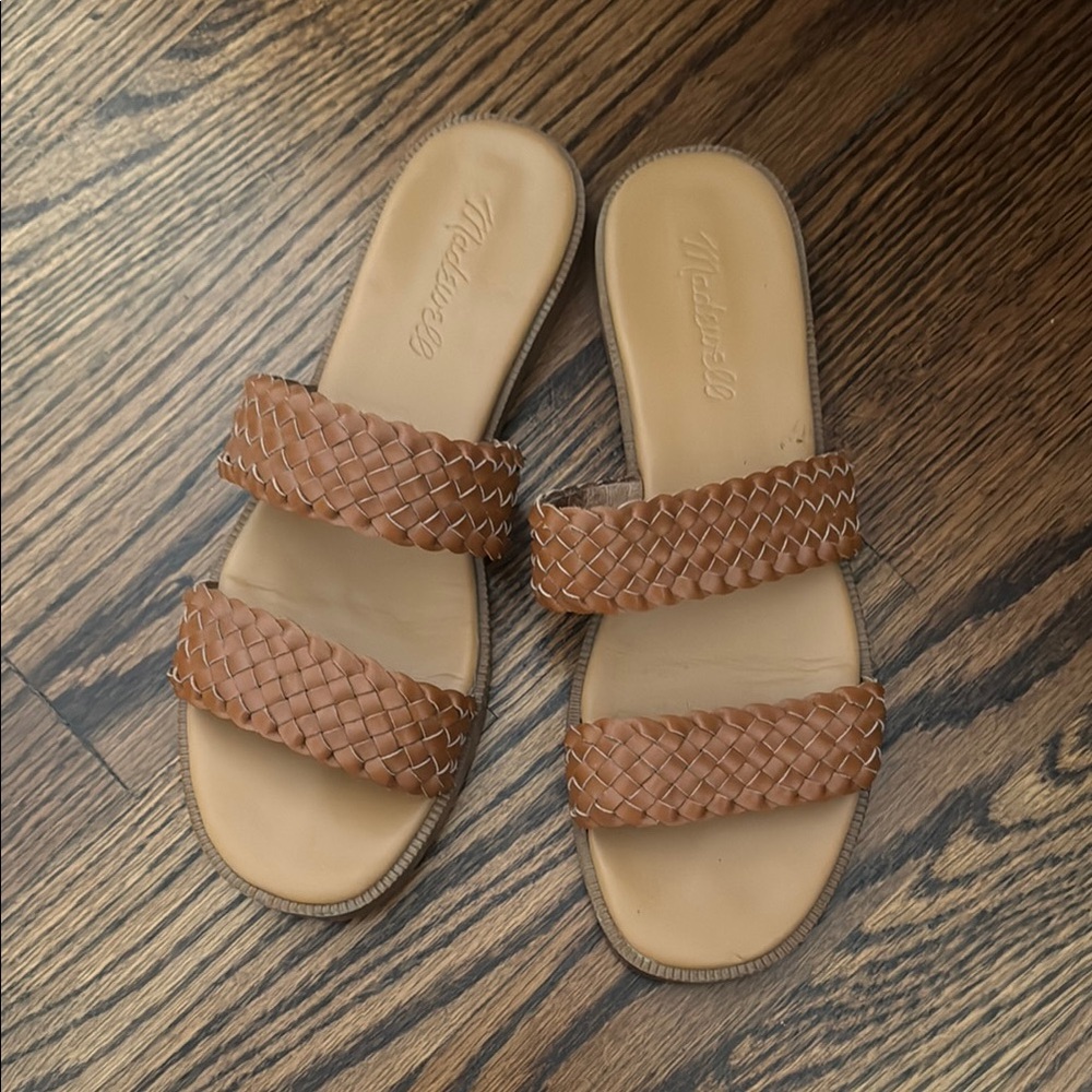Madewell Woven Tan Slide Sandals